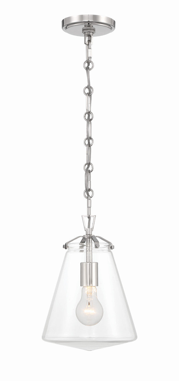 Crystorama Voss 1 Light Polished Nickel Mini Pendant VSS-7003-PN