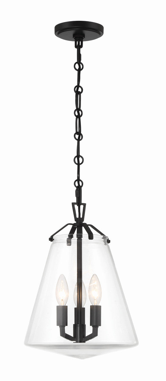 Crystorama Voss 3 Light Matte Black Mini Chandelier VSS-7004-MK