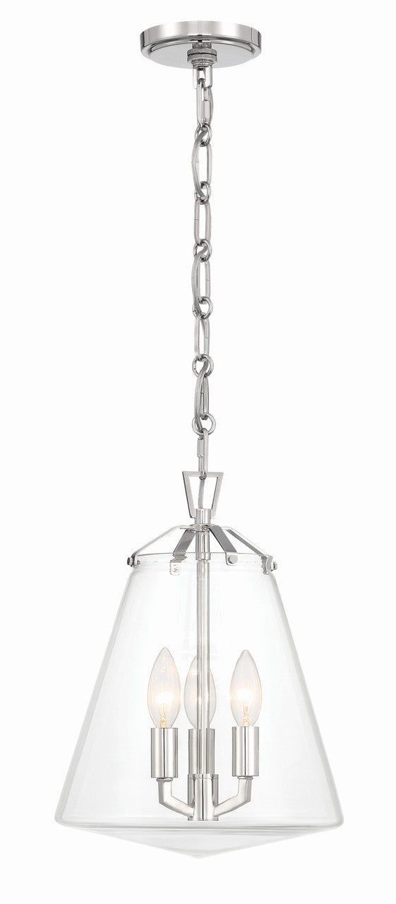 Crystorama Voss 3 Light Polished Nickel Mini Chandelier VSS-7004-PN