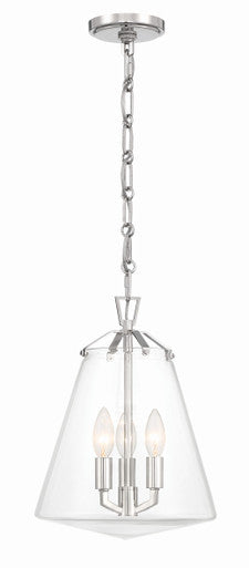 Crystorama Voss 3 Light Polished Nickel Mini Chandelier VSS-7004-PN