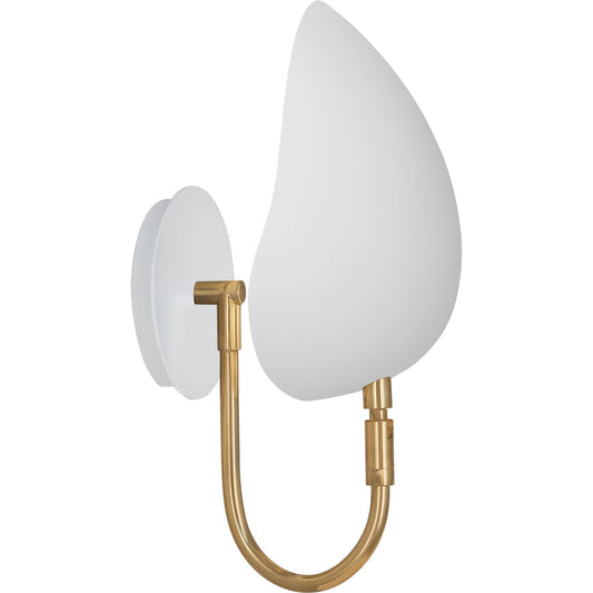 Robert Abbey  Rico Espinet Rico Espinet Racer Wall Sconce in Modern Brass Finish with Satin White Adjustable Shades W1524