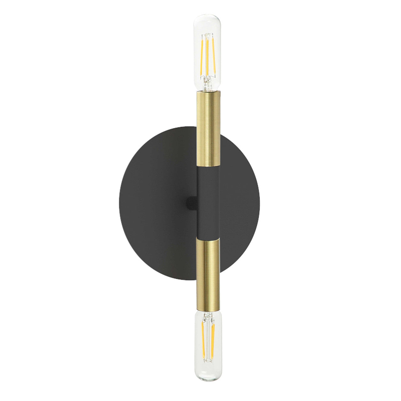 Dainolite 2 Light Incandescent Wall Sconce, Matte Black and Aged Brass WAN-132W-MB-AGB