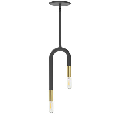 Dainolite 2 Light Incandescent Pendant, Matte Black and Aged Brass WAN-152P-MB-AGB