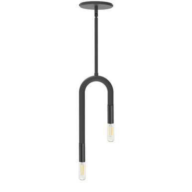 Dainolite 2 Light Incandescent Matte Black Pendant WAN-152P-MB