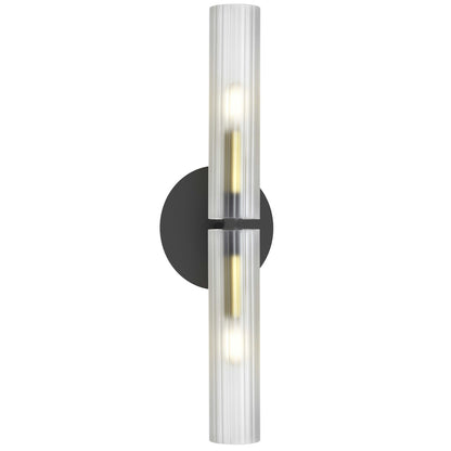 Dainolite 2 Light Incandescent Wand Wall Sconce Matte Black & Aged Brass w/ Frosted Glass WAN-192W-MB-AGB-FR