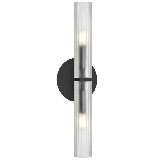 Dainolite 2 Light Incandescent Wand Wall Sconce Matte Black w/ Frosted Glass WAN-192W-MB-FR