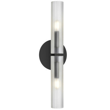 Dainolite 2 Light Incandescent Wand Wall Sconce Matte Black w/ Frosted Glass WAN-192W-MB-FR