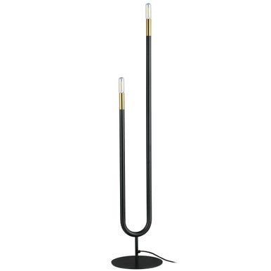 Dainolite 2 Light Incandescent Floor Lamp, Matte Black & Aged Brass WAN-602F-MB-AGB