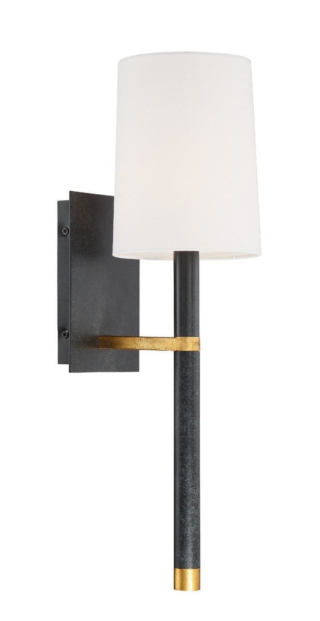 Crystorama Weston 1 Light Black + Antique Gold Wall Mount WES-9901-BK-GA