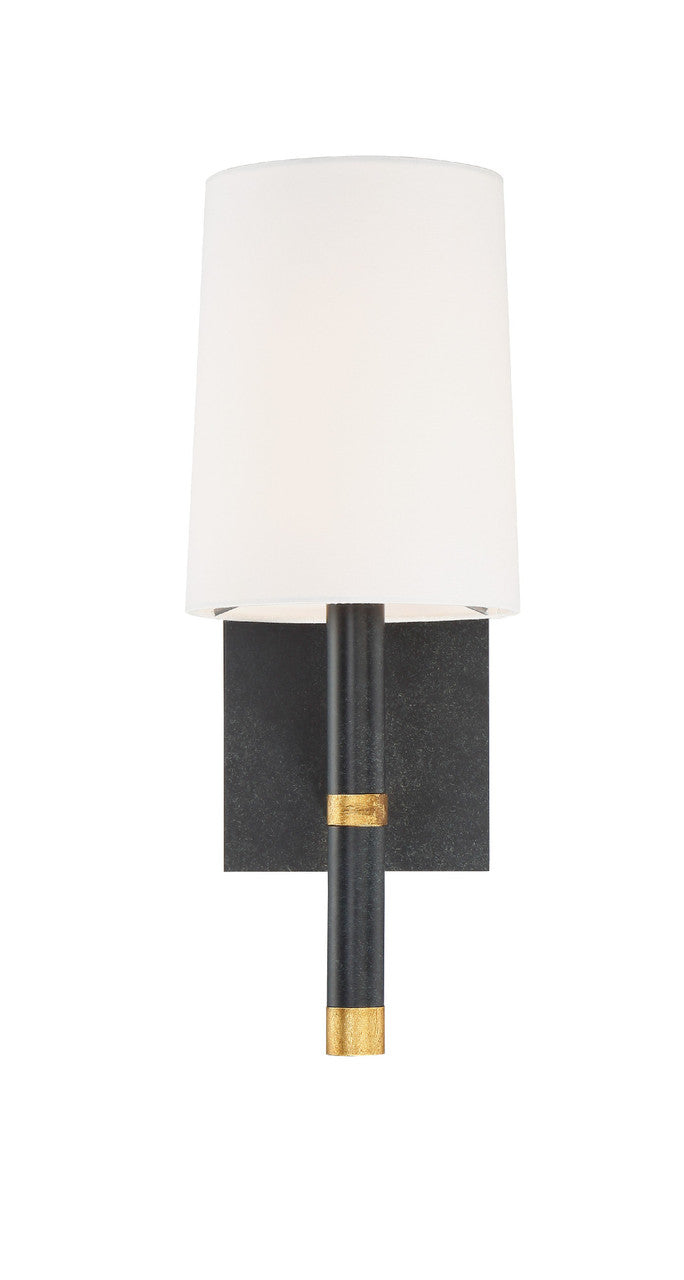 Crystorama Weston 1 Light Black + Antique Gold Wall Mount WES-9901-BK-GA