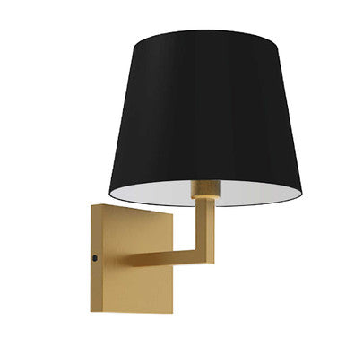 Dainolite 1 Light Incandescent Wall, Sconce Aged Brass with Black Shade WHN-91W-AGB-BK