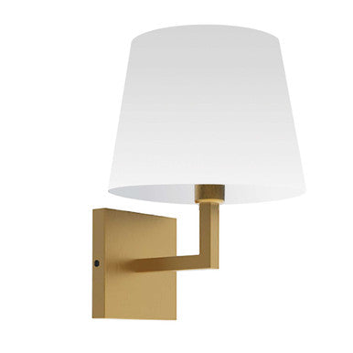 Dainolite 1 Light Incandescent Wall, Sconce Aged Brass with White Shade WHN-91W-AGB-WH