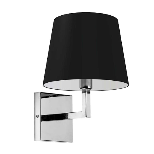 Dainolite 1 Light Incandescent Wall, Sconce Polished Chrome with Black Shade WHN-91W-PC-BK