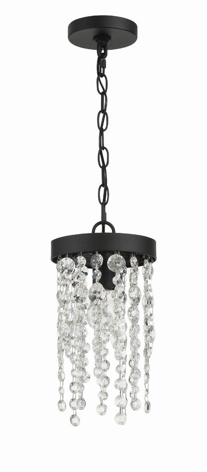 Crystorama Winham 1 Light Black Forged Pendant WIN-610-BF-CL-MWP