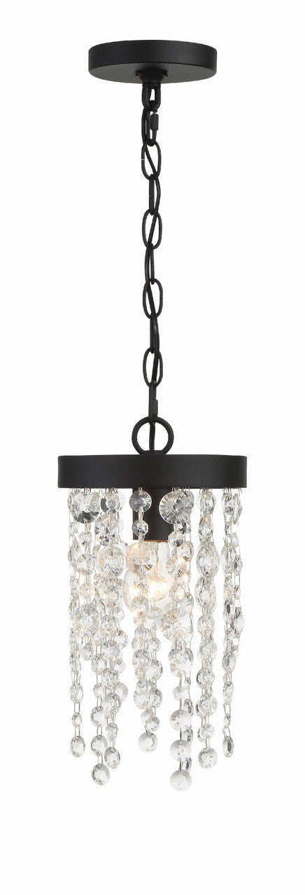 Crystorama Winham 1 Light Black Forged Pendant WIN-610-BF-CL-MWP