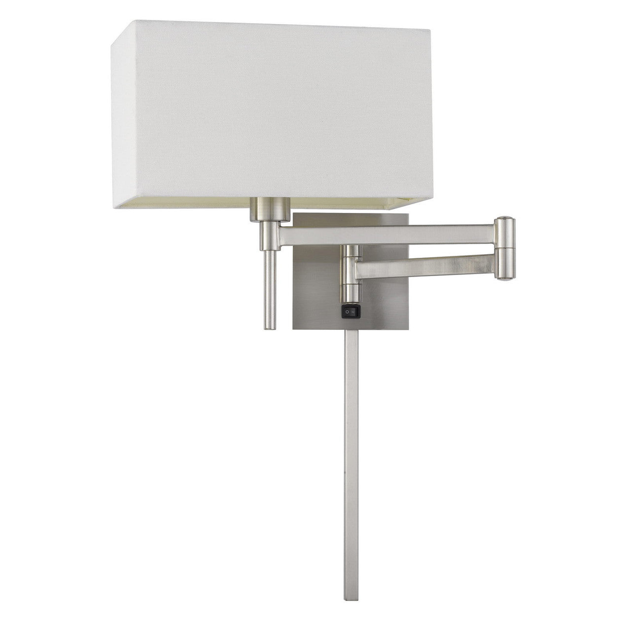 CAL Lighting 60W Robson Wall Swing Arm Reading Lamp With Rectangular Hardback Fabric Shade. 3 Ft Wire Cover Included.  WL-2930-BS