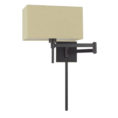 CAL Lighting 60W Robson Wall Swing Arm Reading Lamp With Rectangular Hardback Fabric Shade. 3 Ft Wire Cover Included.  WL-2930-DB