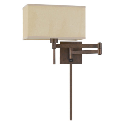 CAL Lighting 60W Robson Wall Swing Arm Reading Lamp With Rectangular Hardback Fabric Shade. 3 Ft Wire Cover Included.  WL-2930-RU