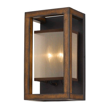 CAL Lighting 40W X 2 Rubber Wood Wall Sconce With Organza Shade (Edison Bulbs Not Included) Wood WL-3536-2