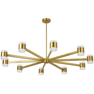 Dainolite 140W Chandelier, Aged Brass w/ Frosted Acrylic Diffuser WLS-48140LEDC-AGB