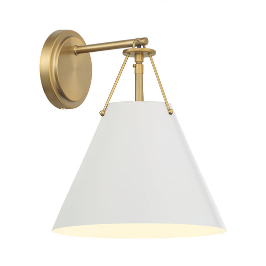 Crystorama Xavier 1 Light Vibrant Gold + White Sconce XAV-B8311-VG-WH