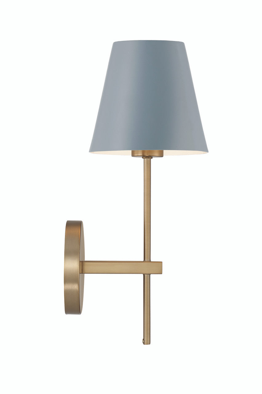 Crystorama Xavier 1 Light Vibrant Gold + Blue Sconce XAV-B8321-VG-BL