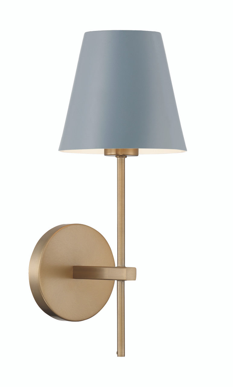 Crystorama Xavier 1 Light Vibrant Gold + Blue Sconce XAV-B8321-VG-BL