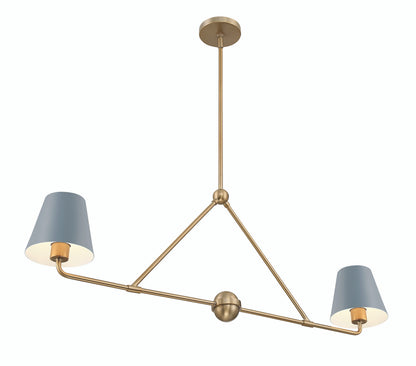 Crystorama Xavier 2 Light Vibrant Gold + Blue Chandelier XAV-B9302-VG-BL