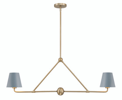 Crystorama Xavier 2 Light Vibrant Gold + Blue Chandelier XAV-B9302-VG-BL