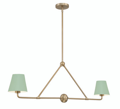 Crystorama Xavier 2 Light Vibrant Gold + Green Chandelier XAV-B9302-VG-GR