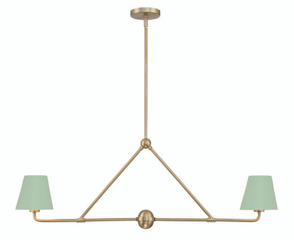 Crystorama Xavier 2 Light Vibrant Gold + Green Chandelier XAV-B9302-VG-GR