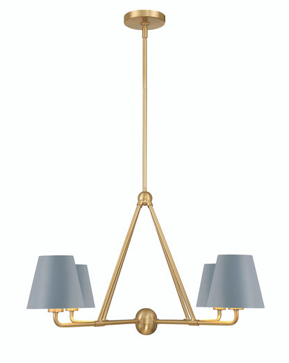 Crystorama Xavier 4 Light Vibrant Gold + Blue Chandelier XAV-B9304-VG-BL