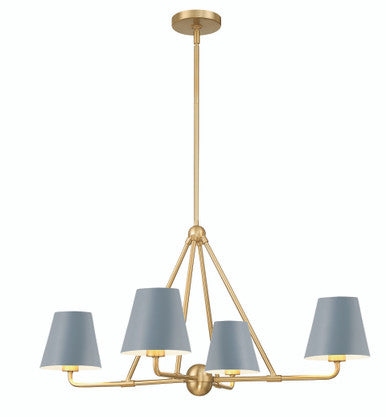 Crystorama Xavier 4 Light Vibrant Gold + Blue Chandelier XAV-B9304-VG-BL