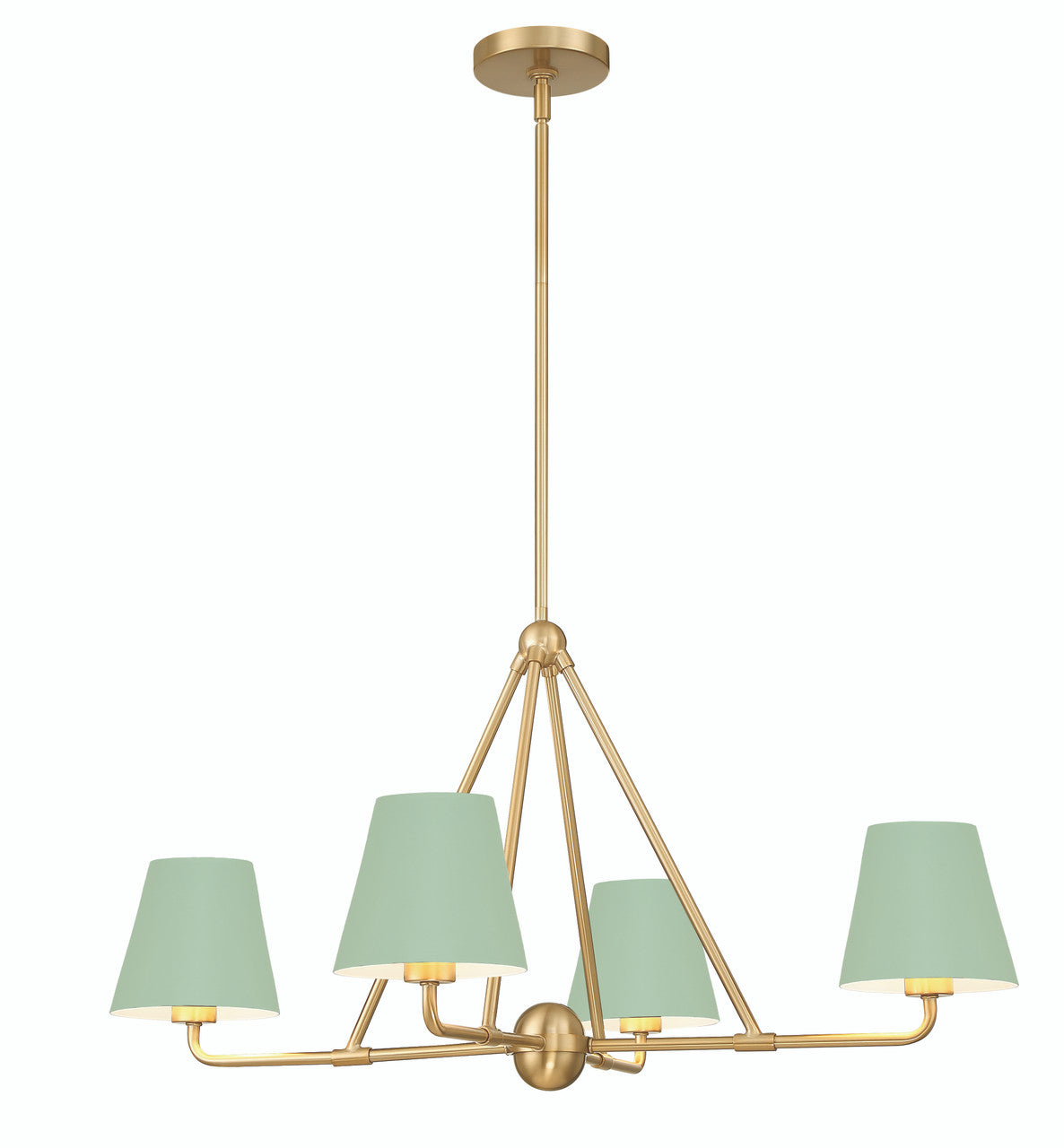 Crystorama Xavier 4 Light Vibrant Gold + Green Chandelier XAV-B9304-VG-GR