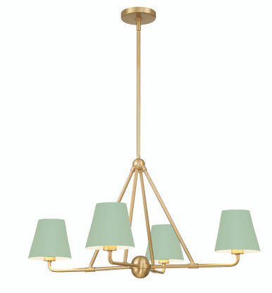 Crystorama Xavier 4 Light Vibrant Gold + Green Chandelier XAV-B9304-VG-GR