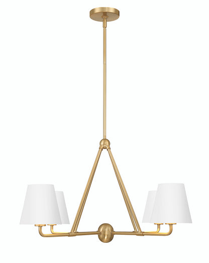 Crystorama Xavier 4 Light Vibrant Gold + White Chandelier XAV-B9304-VG-WH