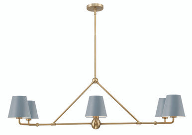 Crystorama Xavier 6 Light Vibrant Gold + Blue Chandelier XAV-B9306-VG-BL