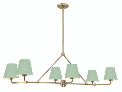 Crystorama Xavier 6 Light Vibrant Gold + Green Chandelier XAV-B9306-VG-GR