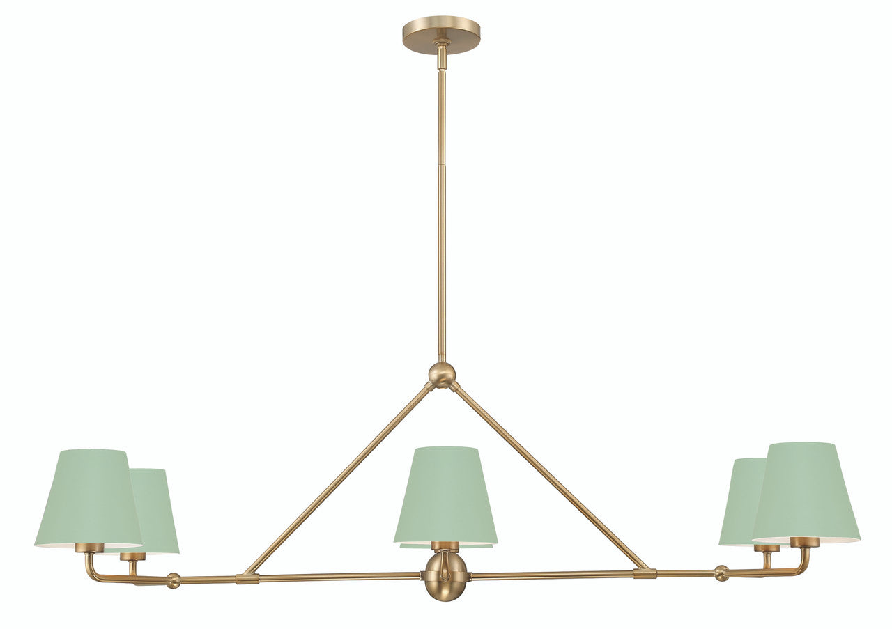 Crystorama Xavier 6 Light Vibrant Gold + Green Chandelier XAV-B9306-VG-GR