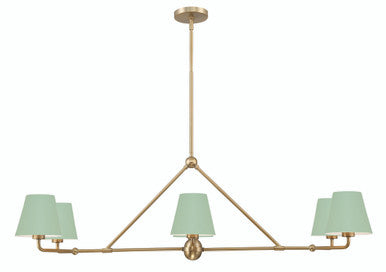 Crystorama Xavier 6 Light Vibrant Gold + Green Chandelier XAV-B9306-VG-GR