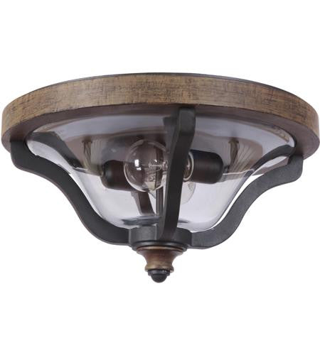 Craftmade Ashwood 2 Light Outdoor Flushmount in Textured Black/Whiskey Barrel Z7937-TBWB