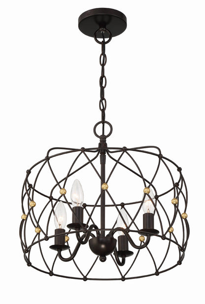 Crystorama Zucca 4 Light English Bronze + Antique Gold Lantern ZUC-A9030-EB-GA