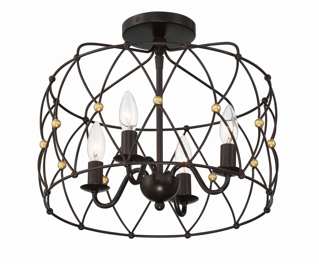 Crystorama Zucca 4 Light English Bronze + Antique Gold Ceiling Mount ZUC-A9030-EB-GA_CEILING