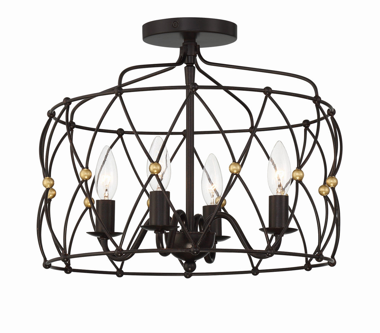 Crystorama Zucca 4 Light English Bronze + Antique Gold Ceiling Mount ZUC-A9030-EB-GA_CEILING