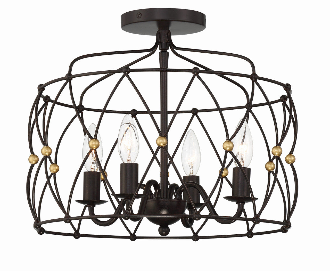 Crystorama Zucca 4 Light English Bronze + Antique Gold Ceiling Mount ZUC-A9030-EB-GA_CEILING