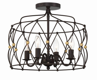 Crystorama Zucca 4 Light English Bronze + Antique Gold Ceiling Mount ZUC-A9030-EB-GA_CEILING