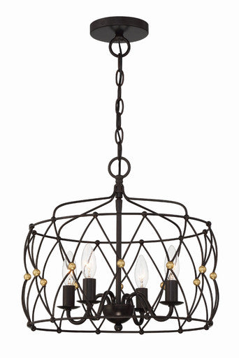 Crystorama Zucca 4 Light English Bronze + Antique Gold Lantern ZUC-A9030-EB-GA