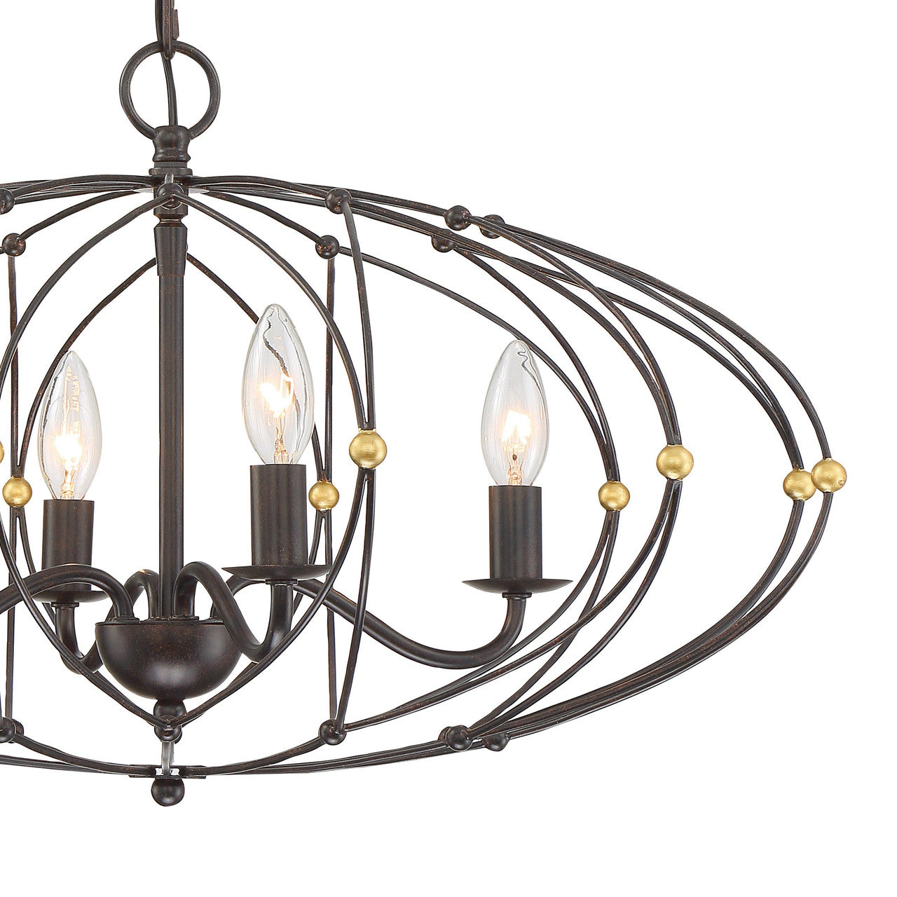 Crystorama Zucca 4 Light English Bronze + Antique Gold Chandelier ZUC-A9034-EB-GA