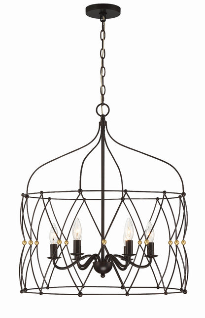 Crystorama Zucca 6 Light English Bronze + Antique Gold Lantern ZUC-A9035-EB-GA