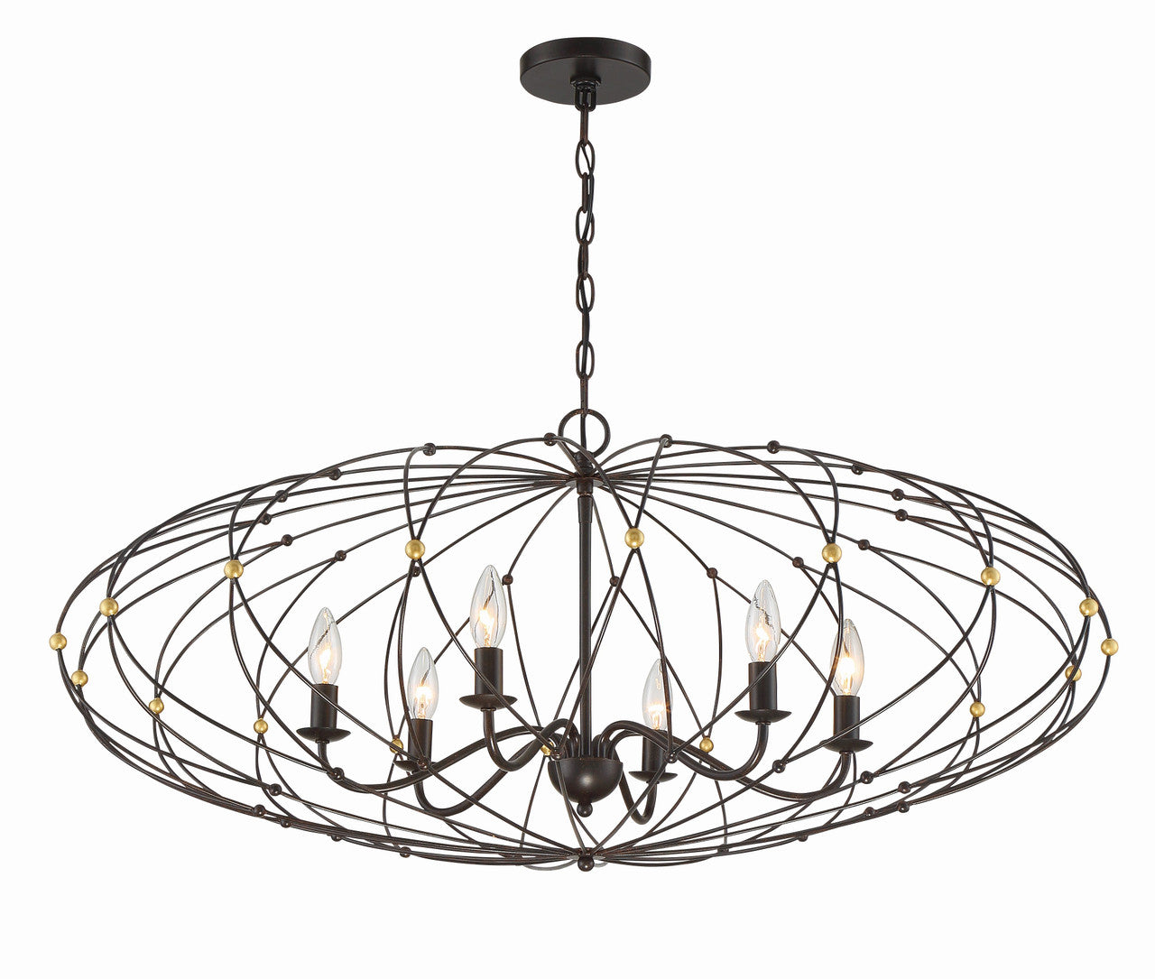 Crystorama Zucca 6 Light English Bronze + Antique Gold Chandelier ZUC-A9036-EB-GA